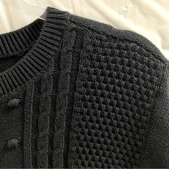 GAP KIDS DRESS, Size L / 10, Black Long Sleeve Cable Knit Sweater Dress. - Picture 8 of 13